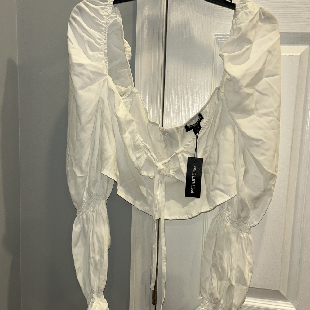 PrettyLittleThing white Puff Sleeve Blouse